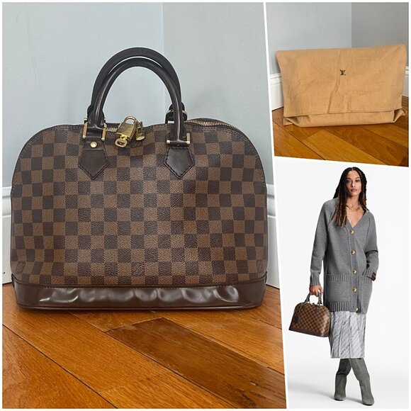 MINT Louis Vuitton Alma Damier Ebene PM Handbag Gold Padlock Dustbag - Picture 1 of 15